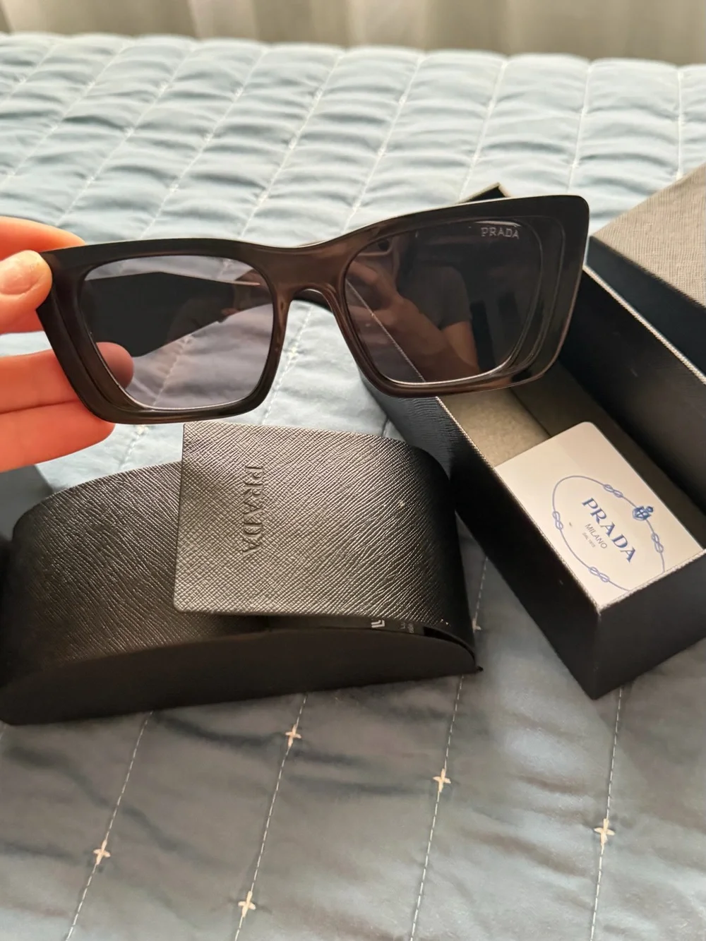 Prada Brown Rectangular Women's Sunglasses